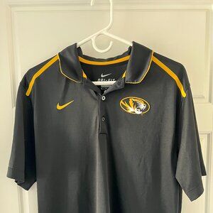 Mizzou Tigers Nike Polo DriFit Short Sleeve Mens Shirt Medium Black